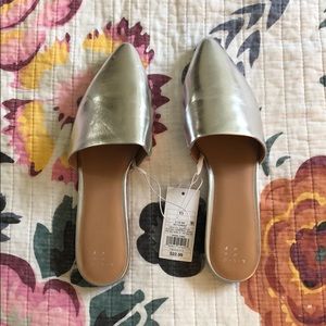 Size 10 Metallic Silver Mules